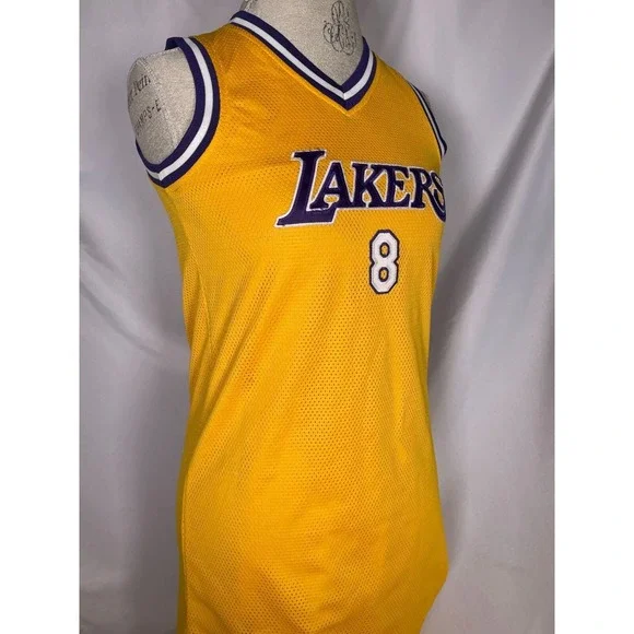 VTG Kobe Bryant #8 Los Angeles Lakers NBA Reebok Gold Jersey Dress Women's LARGE - Picture 12 of 12